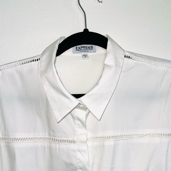 Express Ultimate Essential Shirt Straight Fit Button Down in White Large Women’s - Picture 2 of 10